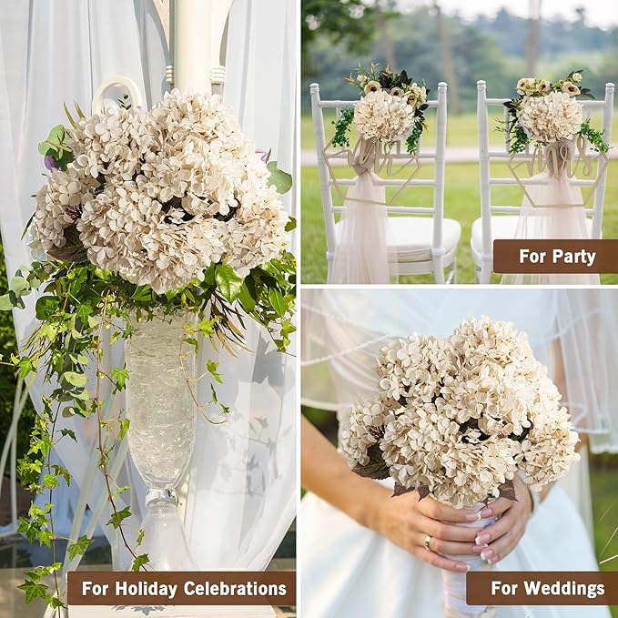 Artificial Flower Fake Silk Hydrangea Heads Bouquet - Image 6