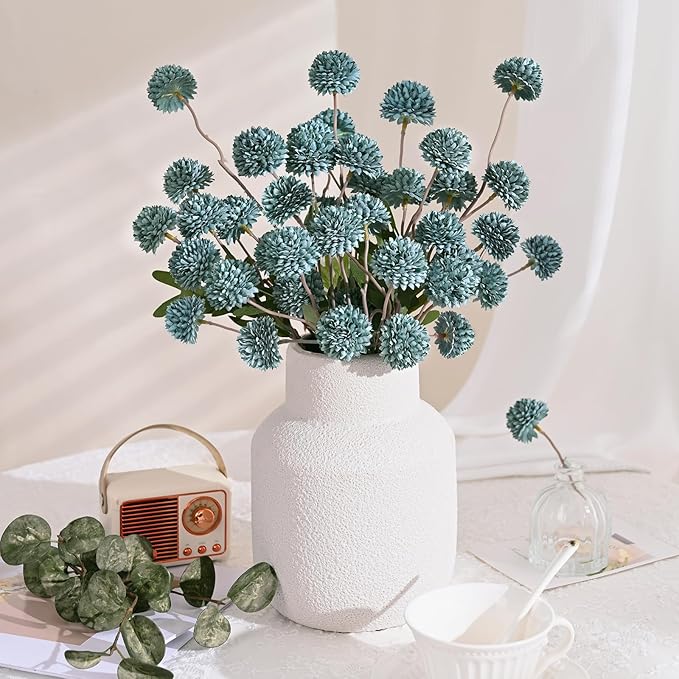 Waipfaru 10pcs Fake Silk Pompon Mum Artificial Flowers, Bulk Faux Mini - Image 4