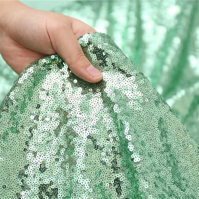 Eternal Beauty Mint Green Sequin Backdrop, 10x10 Ft Glitter Background Curtains - Image 6