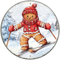 Round Gingerbread Man Ski Vintage Metal Sign Skiing Sign, Office Sign Home by GJXFTPTTBD