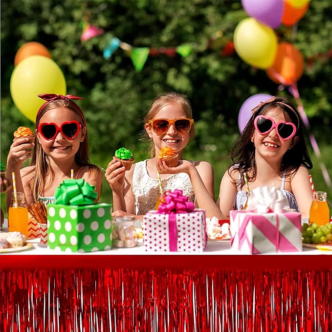 4 Pack 29x108 Inch Metallic Foil Fringe Tinsel Table Skirts - Image 4