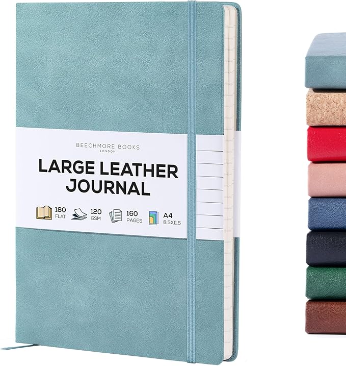 BEECHMORE BOOKS Ruled Journal Notebook, A4 8.5 x 11.5 inch 160 Lined Pages by BeechmoreBooks