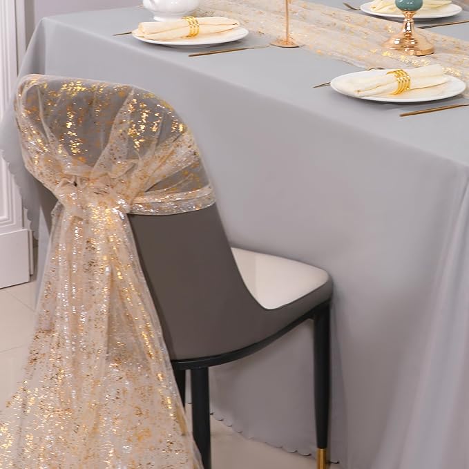 Snowkingdom 3Pcs 10 Ft Gold Table Runners, Sheer Chiffon Tulle Cheesecloth - Image 6