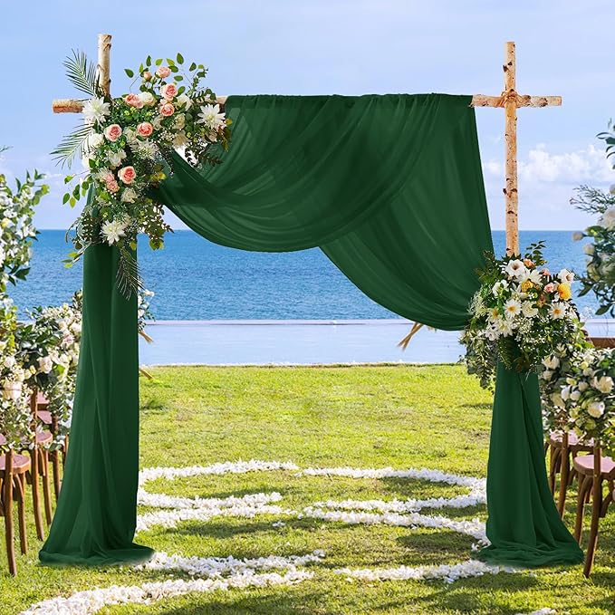 SiinvdaBZX 2 Panels Wedding Arch Draping Fabric 30" x 240" Emerald Green - Image 5