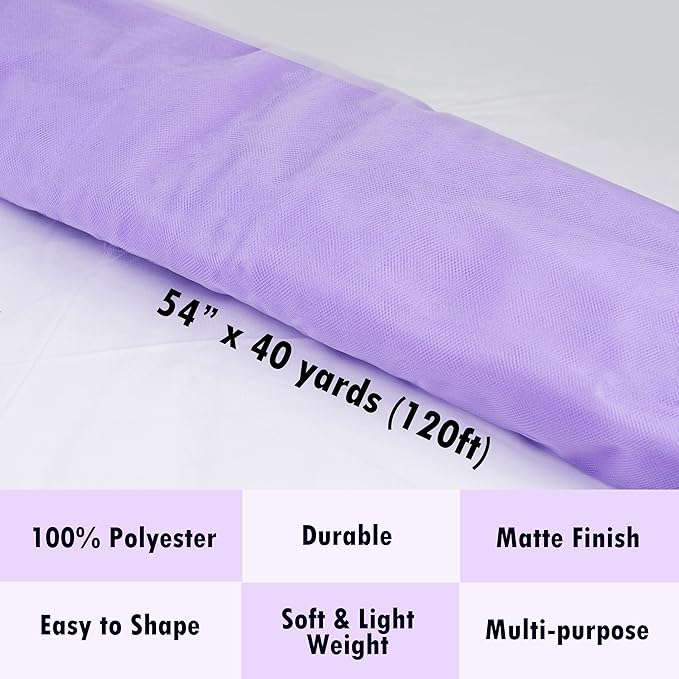 Craft And Party, Lavender Fabric Tulle Roll 54 Inch by 40 Yards Fabric Tulle - Image 2