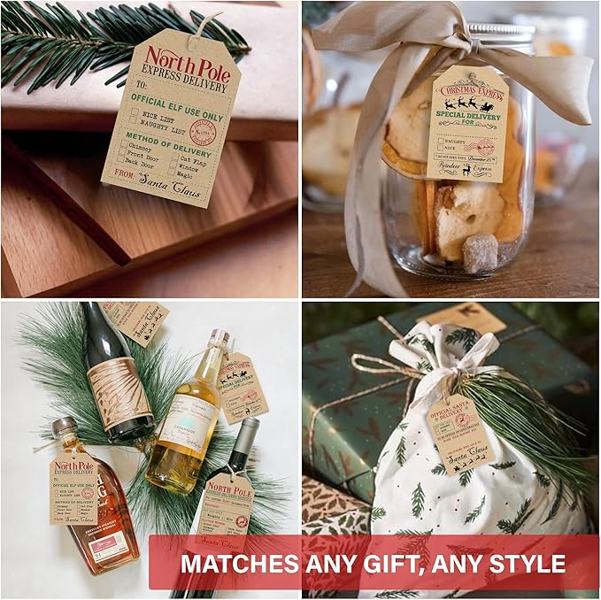 from Santa Christmas Gift Tags, 48 Kraft Labels - Image 4