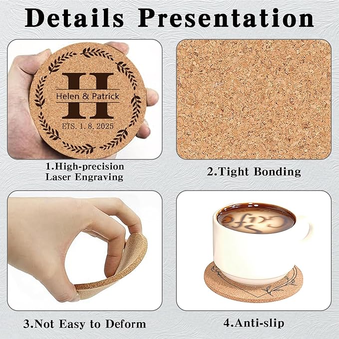 Custom Coasters Personalized Cork Coasters Bulk - Image 2