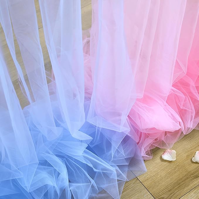 Pink and Blue Backdrop Curtain for Gender Reveal Girl and Boy Party Sheer Tulle - Image 5