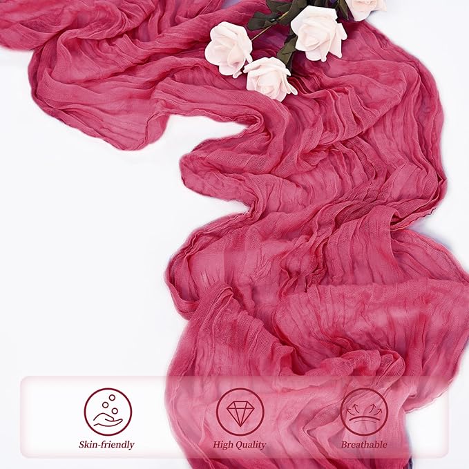 Hot Pink 6 Pack Cheesecloth Table Runner 10FT Boho Fabric Rustic Cheese Cloth - Image 5