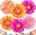 SUNBEAUTY 6 PCS Hot Pink and Orange Paper Flowers Decorations Crepe Paper by SUNBEAUTY