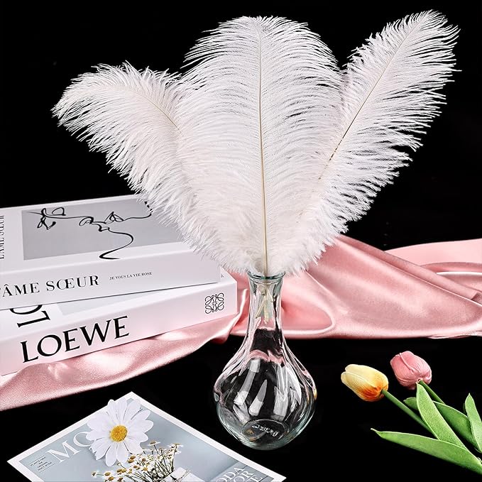 THARAHT White Ostrich Feathers 24pcs Natural Bulk 10-12Inch 25cm-30cm - Image 5