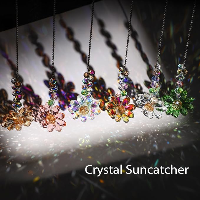 HDCRYSTALGIFTS 6PCS Crystal Sunflower Suncatchers Hanging Ornaments, Crystal - Image 4