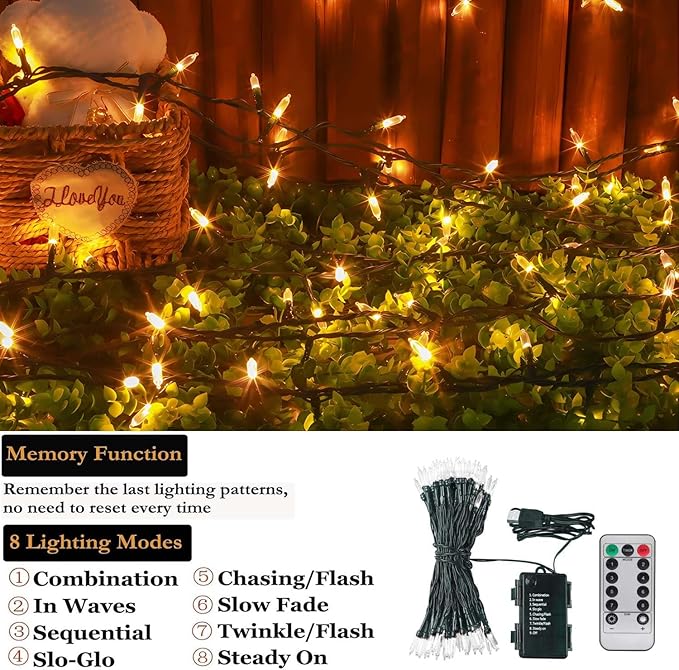 Tcamp 33ft 100LED Battery Operated Christmas Lights Outdoor Indoor, Battery - Image 3