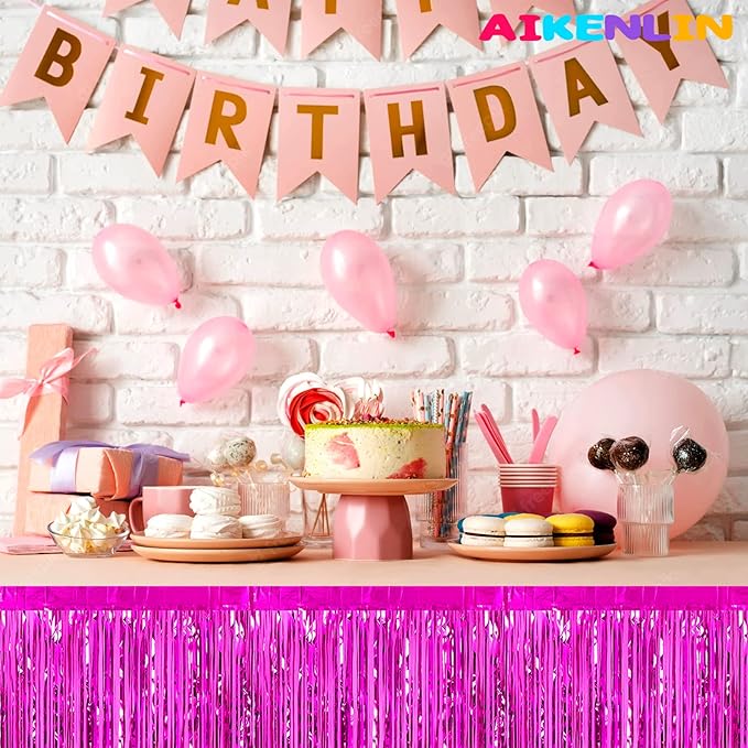 6 Pack 29x108 Inch Metallic Foil Fringe Tinsel Table Skirts Banner - Image 6