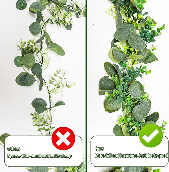 MAKHOT 2pcs Artificial Eucalyptus Garland, 5.9FT Greenery Garland Flower Spring - Image 8