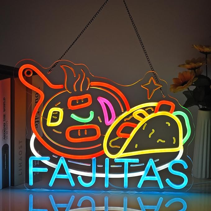 CNBEYOUNG Fajitas Neon Sign, Neon Lights Hanging Wall Art Decoration - Image 3