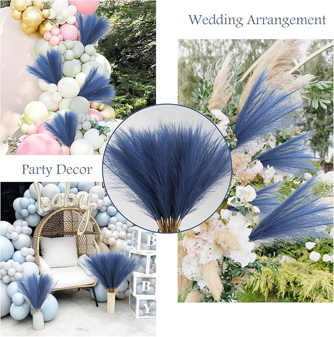 50pcs Faux Pampas Grass, 21.6" Short Artificial Pompous Grass Floral Fake - Image 3