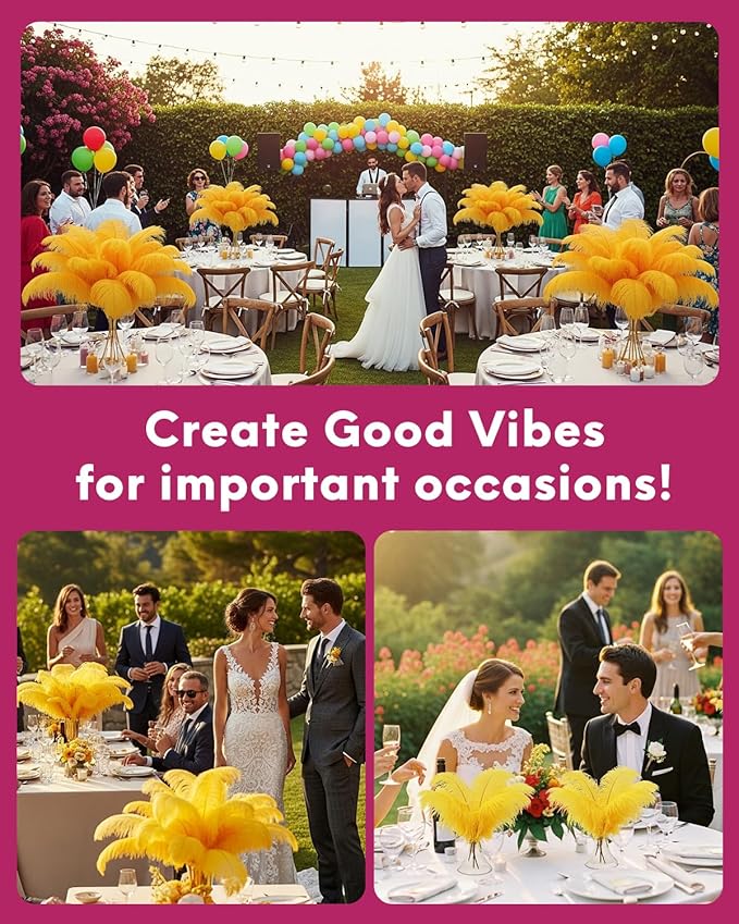 NEWONG 30pcs Gold Ostrich Feathers Natural Bulk 9-12inch Vase Craft Wedding - Image 4