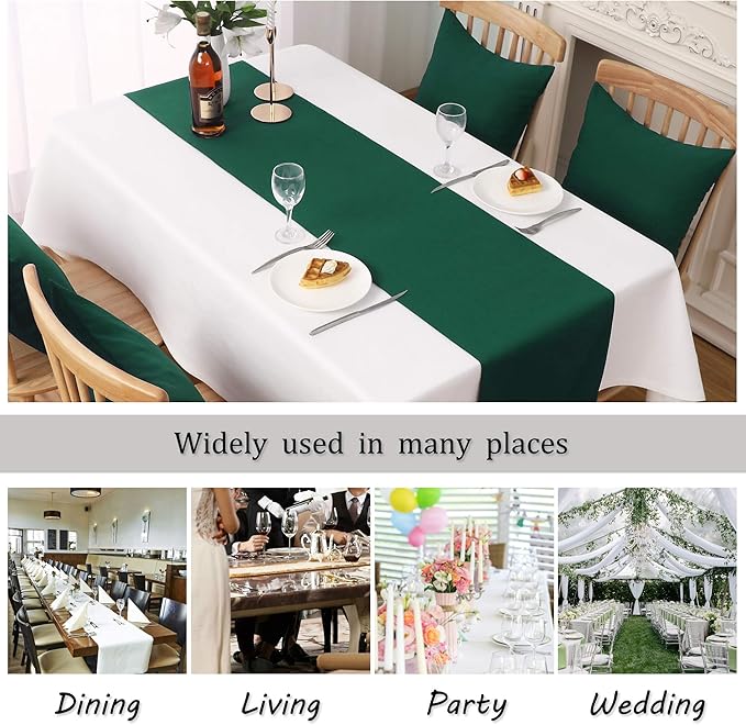 DUALIFE Dark Green Table Runner 14x72 Inch Thick Polyester Decorative Cloth - Image 7