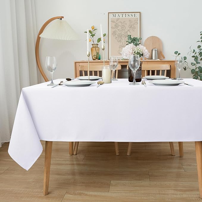 Biscaynebay Textured Fabric Tablecloths 90x156 Inches Rectangular, Wedding and - Image 6