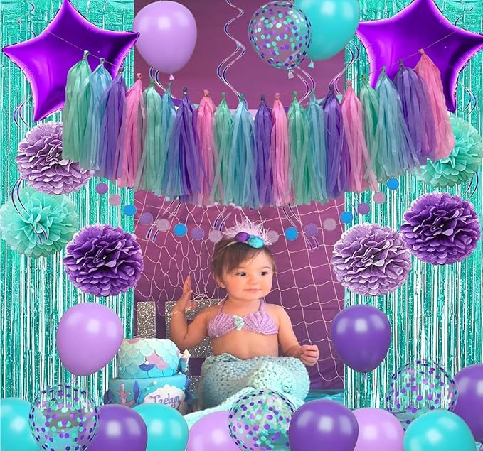 Blue Purple Mint Green Pink Tissue Paper Tassel Garland, Tissue Tassel Banner - Image 8