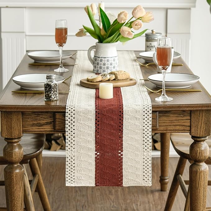 Artoid Mode Caramel Farmhouse Rustic Table Runner, Seasonal Holiday Hollow - Image 2