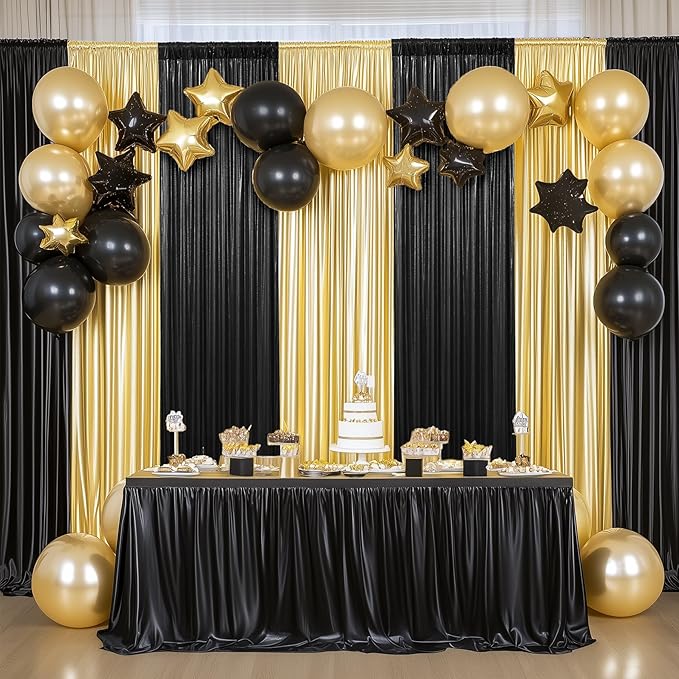 30x10 ft Wrinkle Free Gold Sequin Backdrop Curtain - Image 9
