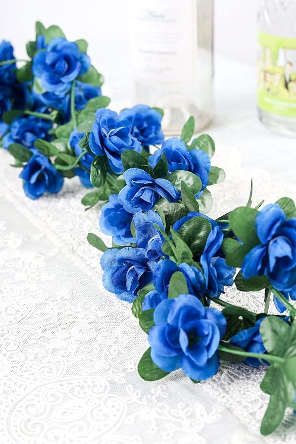 Miracliy 5Pcs 41FT Blue Flower Garland Artificial Rose Arch Vines Fake Spring - Image 7