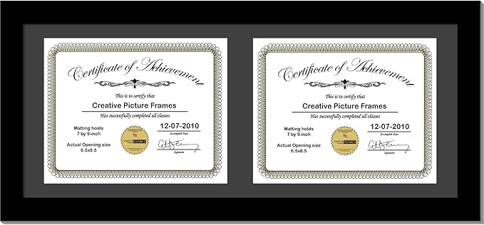 Creative Picture Frames 10X20Bk-B Black Horizontal Double Diploma Frame by CreativePictureFrames
