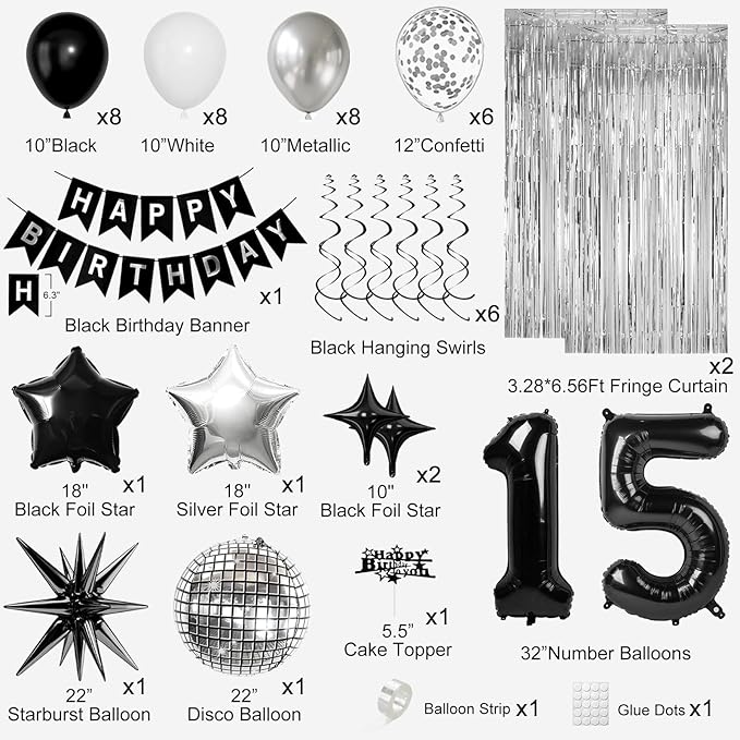 15th Birthday Decorations for Boys Girls, Fringe Curtains Kit - Image 2
