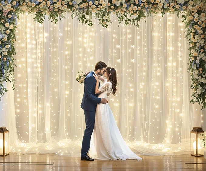 Ivory Tulle Backdrop Curtains - Image 2