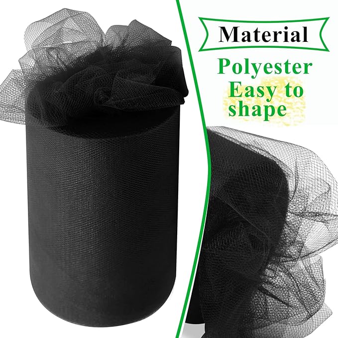 Black Tulle Fabric Rolls 6 Inch by 100 Yards Fabric Spool Tulle Ribbon - Image 4