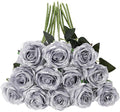 Tifuly Silver Roses Artificial Flowers -12Pcs Realistic Single Long Stem Fake by Tifuly