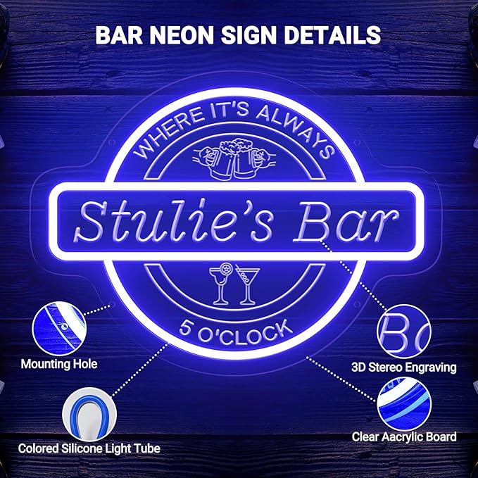 Custom Bar Neon Sign for Wall Decor, Personalized Cocktail Beer LED Light Up - Image 4