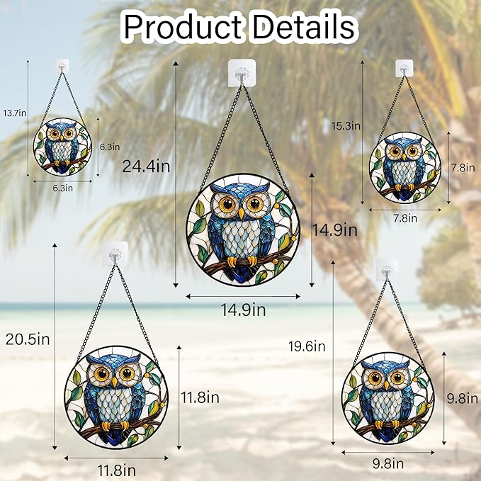 Stained Glass Window Hanging, Owl Gifts - Image 5