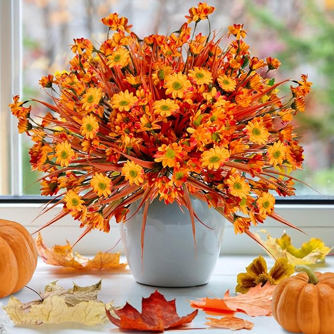 Fake Mums Fall Flowers Artificial by Unknown