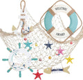 11 Pcs Wooden Nautical Wall Decor Fishing Net Decorations, Include Decorative by Marsui