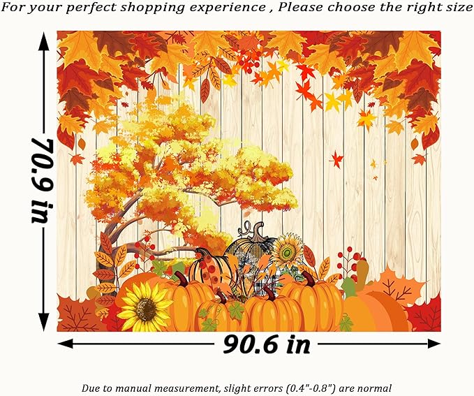 QGHOT Fall Tapestry Wall Hanging Autumn Photo Backdrop Rustic Orange Wood - Image 7