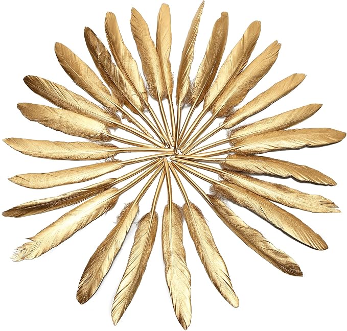FeelfunFeather 120pcs Gold Goose Cochettes Feather Natural Bulk 4-6 inch 10-15cm - Image 3