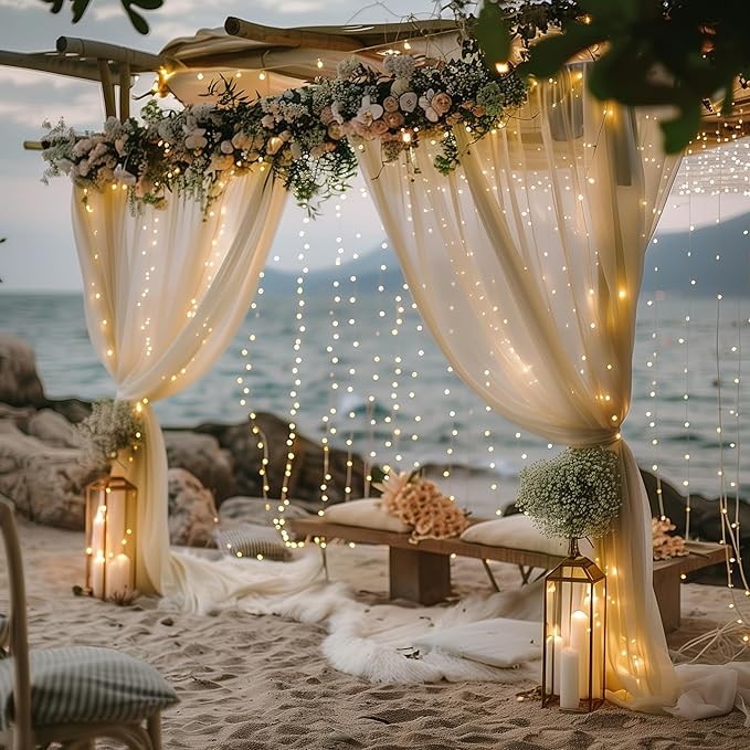 Fomcet Tulle Backdrop Curtains Champagne 20FT X 10FT Tulle Curtains - Image 7