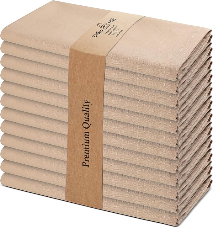 Urban Villa Dinner Napkins Solid Taupe Color Cloth Napkins Oversized 20x20 by CottonTrends