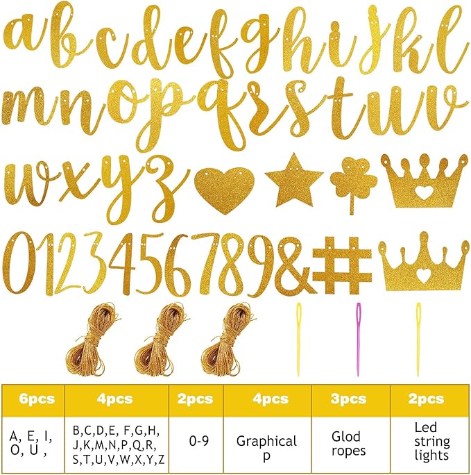TaoBary 167 Pcs DIY Banner Kit Happy Birthday Glitter Banner Customizable - Image 2