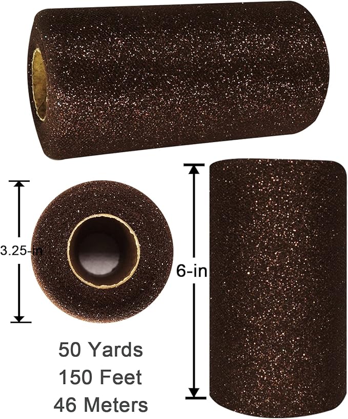 Glitter Tulle Fabric Rolls, 6 Inch 50 Yards Sparkling Spool Ribbon Sequin - Image 5
