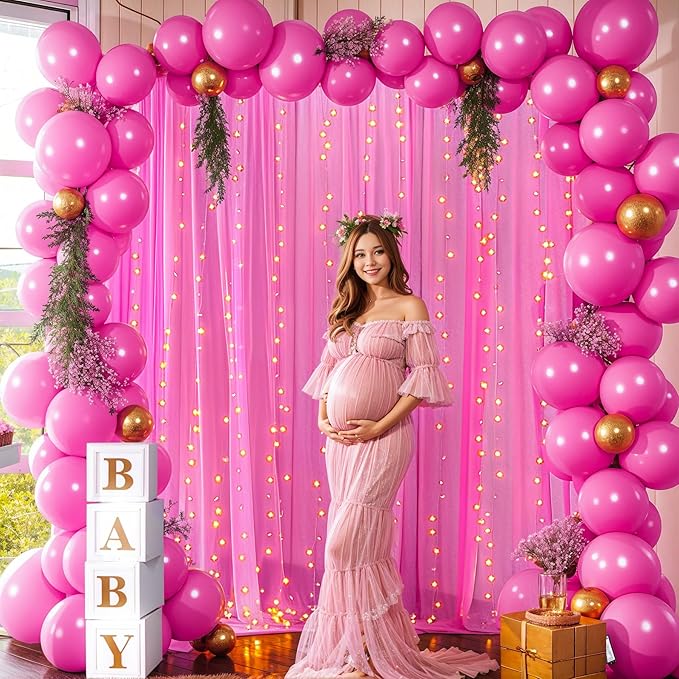 10×10ft Hot Pink Tulle Backdrop Curtain - Image 4