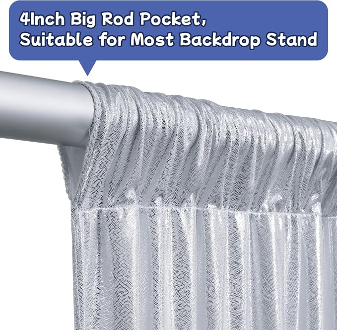 leegleri 10x10ft Thick Silver Glitter Backdrop Curtain Panels - Image 8