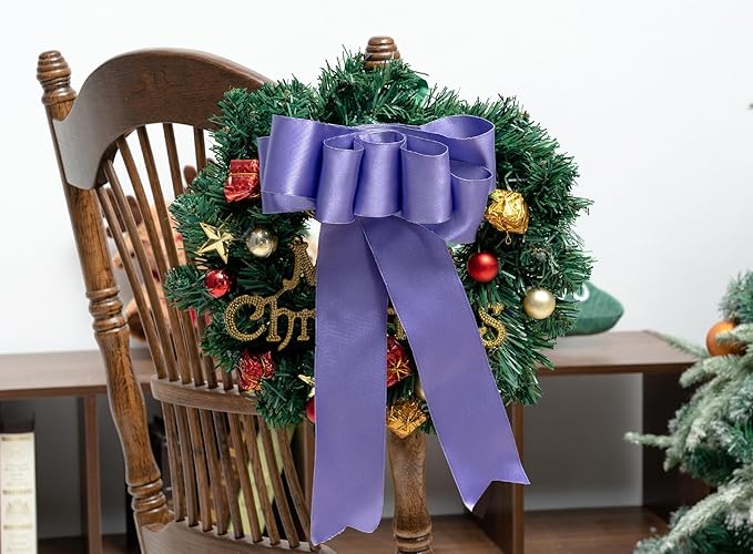 Purple Satin Ribbon Double-Faced Wired Ribbons - Image 6