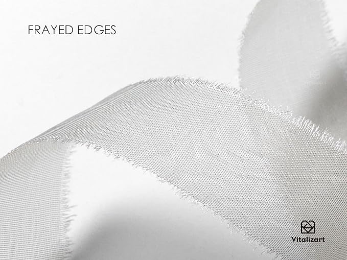 Vitalizart Organza Ribbon Frayed Sheer Organza White Pink Grey Set 3/8" Silk - Image 4