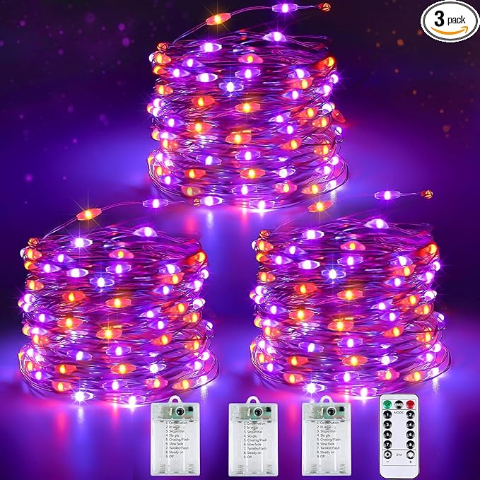 3 Pack 78 FT 240 LED Fairy Lights Battery Operated by Halloween