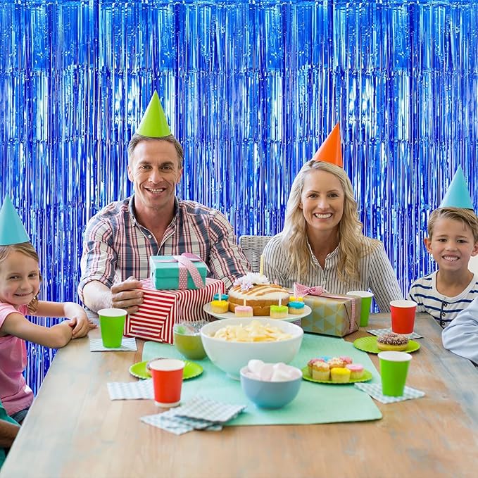 10 Pack Navy Foil Curtain Backdrop 3.2ft x 9.8ft Black Metallic Tinsel Foil - Image 7