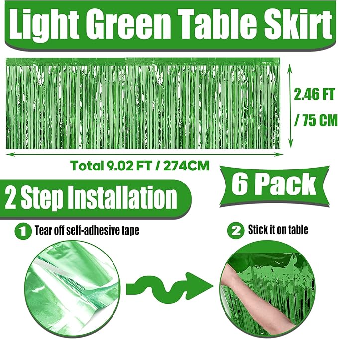 6 Pack 29x108 Inch Metallic Foil Fringe Tinsel Table Skirts Banner - Image 2